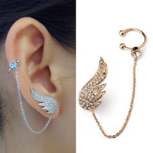 スタッドピアス キャッチ式ピアス スワロフスキー アクセサリー 羽根 ウイング カフス付き Aurora&Oasis オーロラ&オアシス
