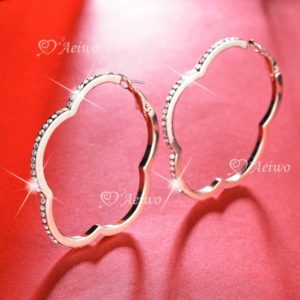 フープピアス スワロフスキー アクセサリー 花型 ゴールド Aurora&Oasis オーロラ&オアシス