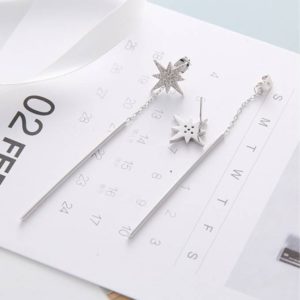 スタッドピアス キャッチ式ピアス スワロフスキー アクセサリー スター 星 シルバー チェーン Aurora&Oasis オーロラ&オアシス