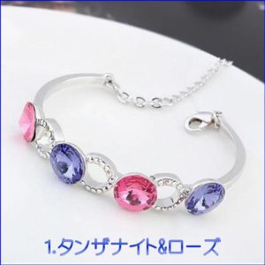 ブレスレット スワロフスキー ラウンド タンザナイト ローズ Aurora&Oasis オーロラ&オアシス