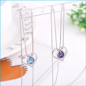 ネックレス スワロフスキー ティアドロップ ハート アクアマリン タンザナイト Aurora&Oasis オーロラ&オアシス