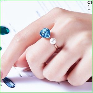 リング 指輪 サイズフリー スワロフスキー ハート パール Aurora&Oasis オーロラ&オアシス