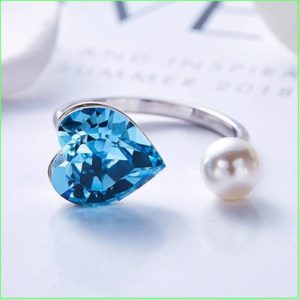 リング 指輪 サイズフリー スワロフスキー ハート パール Aurora&Oasis オーロラ&オアシス