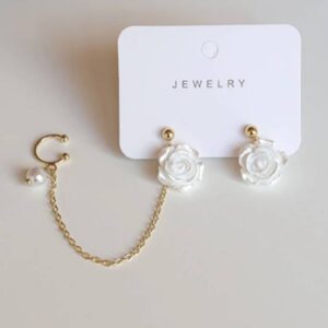 ピアス 薔薇 バラ チェーン カフス付き スタッド アシンメトリー Aurora&Oasis オーロラ&オアシス