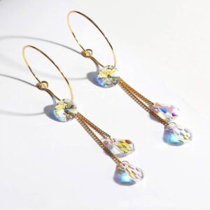 ピアス スワロフスキー ドロップ リングピアス フープ オーロラ Aurora&Oasis オーロラ&オアシス