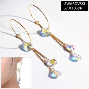 ピアス スワロフスキー オーロラ ドロップ 揺れる 夏コーデ おすすめ Aurora&Oasis オーロラ&オアシス