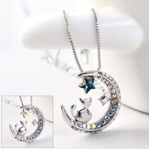 ネックレス レディース スワロフスキー ムーン&キャット Aurora&Oasis オーロラ＆オアシス