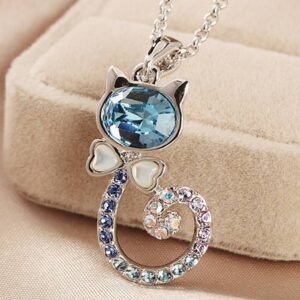 ネックレス レディース スワロフスキー キャット アクアマリン Aurora&Oasis オーロラ＆オアシス