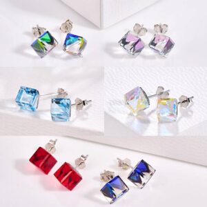 ピアス スワロフスキー キューブ スタッド 小さめ Aurora&Oasis オーロラ＆オアシス