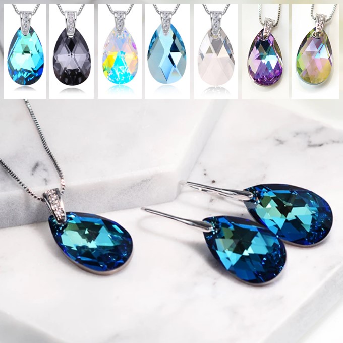 ネックレス スワロフスキー ティアドロップ ドロップ しずく 滴 Aurora&Oasis オーロラ&オアシス