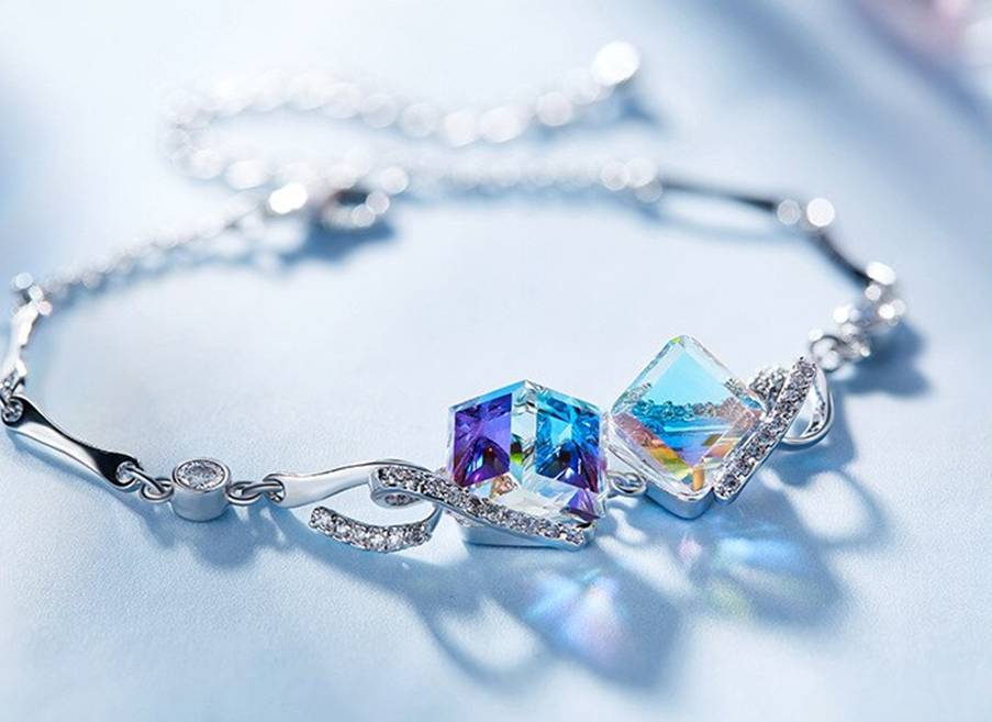 ブレスレット スワロフスキー キューブ Aurora&Oasis オーロラ&オアシス