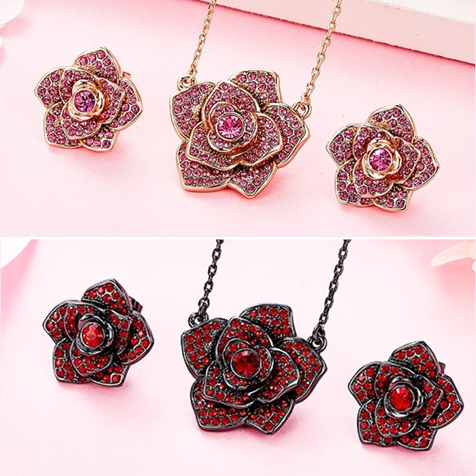 ジュエリーセット ネックレス ピアス スワロフスキー キューブ バミューダブルー Aurora&Oasis オーロラ&オアシス